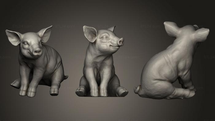 Статуэтки животных (Сидящий поросенок, STKJ_0438) 3D модель для ЧПУ станка